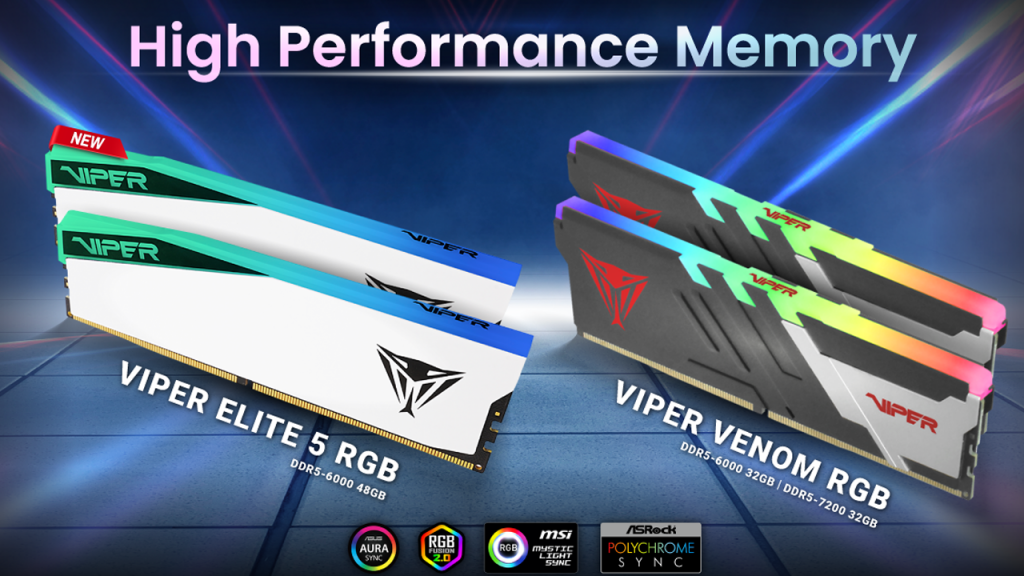 PATRIOT Launches High-Performance Memory with Hynix Chips: VIPER VENOM RGB and VIPER ELITE 5 RGB